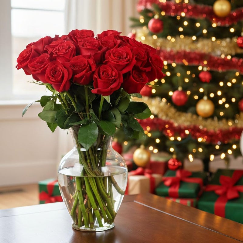 Benchmark Bouquets - 24 Stem Red Roses (Glass Vase Included) - Fresh Flowers for Next Day Delivery - Gift for Birthday, Anniversary, Get Well, Sympathy, Congratulations, Valentine's Day - Image 3